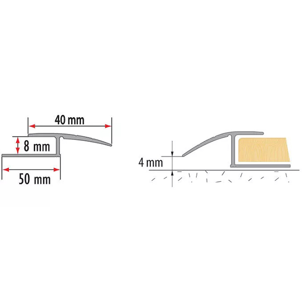 ZET O Aluminium Door Edging Profile Floor Trim Threshold - 1m Long